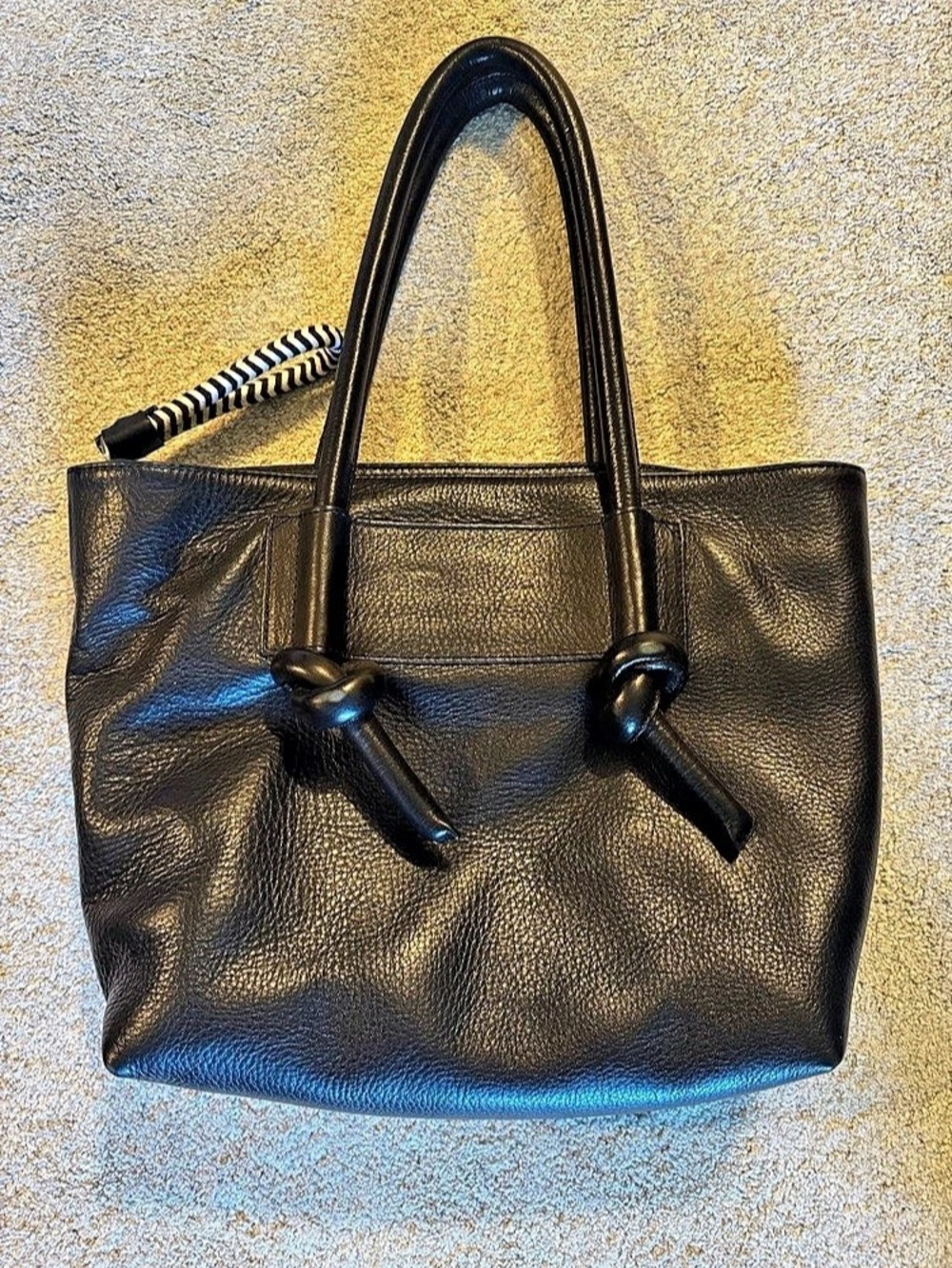Mecha Méndez Black Leather Tote Bag